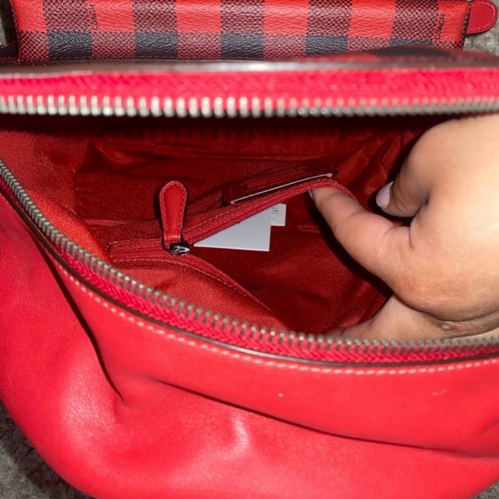 Red Checkered Coach Backpack - Picture 9 of 10